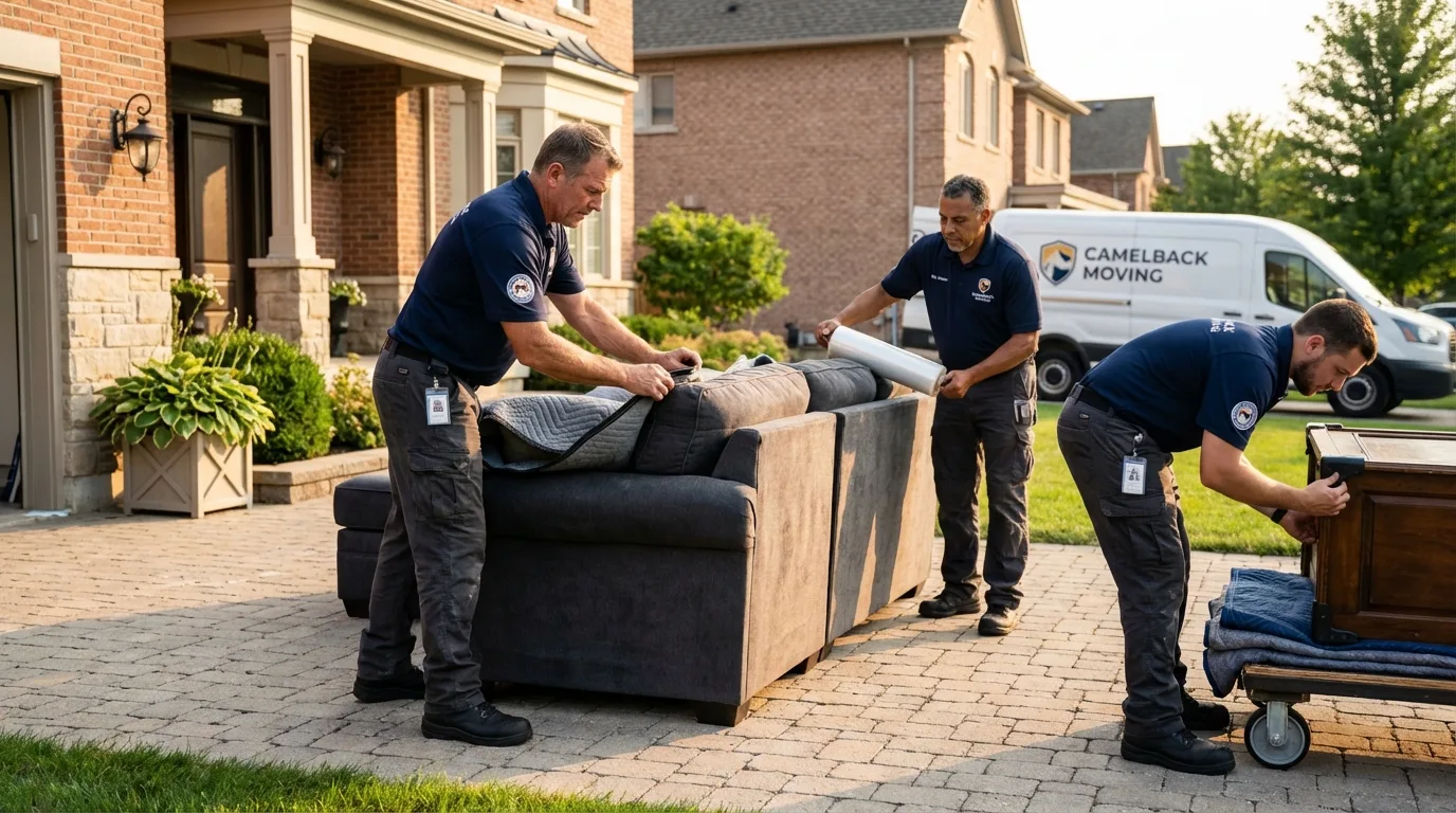 Large estate moving crew wrapping furniture in Edgerton, KS